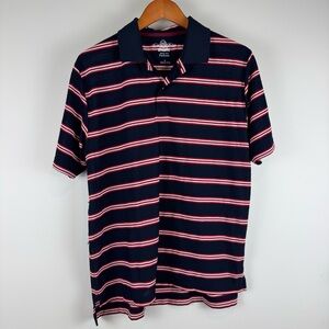 Brooks Brothers ProSport Navy and Red Striped Polo Shirt ~ Medium